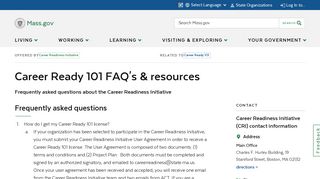 Career Ready 101 FAQ's & resources | Mass.gov