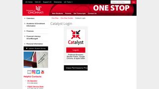 Catalyst Login, University of Cincinnati - UC One Stop