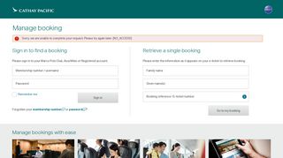 Manage Booking - Cathay Pacific