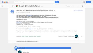 What steps can I take to regain access to google secure sites ...