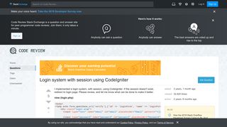 php - Login system with session using CodeIgniter - Code Review ...
