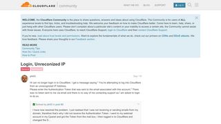 Login, Unreconized IP - Dashboard - Cloudflare Community