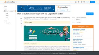 How to automatically login with VB Login form code? - Stack Overflow