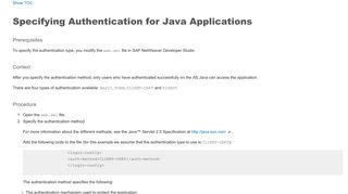 Specifying Authentication for Java Applications - SAP Help Portal