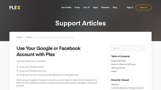 Use Your Google or Facebook Account with Plex | Plex Support