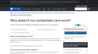 Why doesn't my contactless card work? - Transport for London