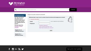Log in to your secure account - Birmingham City Council