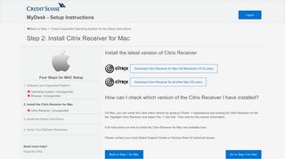 Step 2: Install Citrix Receiver for Mac - Credit Suisse myPartner