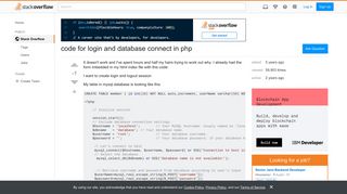 code for login and database connect in php - Stack Overflow