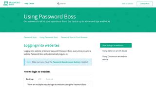 Logging into websites – Password Boss