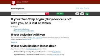If your Two-Step Login (Duo) device is not with you, or is lost or stolen