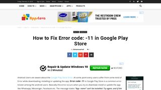 How to Fix Error code: -11 in Google Play Store - AppsLova.com