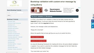 Bootstrap validation with custom error message by using jQuery