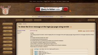 To show the Error message at the login.jsp page using servlet ...