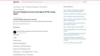 How to display an error message in HTML using PHP - Quora