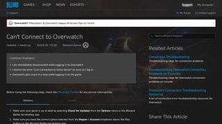 Can't Connect to Overwatch - Blizzard Support - Blizzard Entertainment