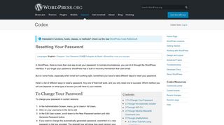 Resetting Your Password « WordPress Codex