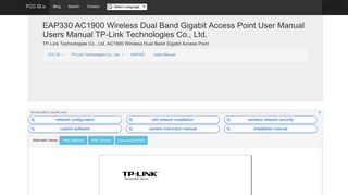 EAP330 AC1900 Wireless Dual Band Gigabit Access Point User ...