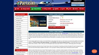 Europa Casino South Africa - R100 Free No Deposit Bonus!