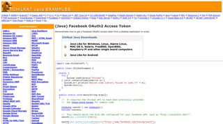 Java Facebook OAuth2 Access Token - Chilkat Examples
