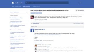 how to reset a password with a deactivated email account? | Facebook ...