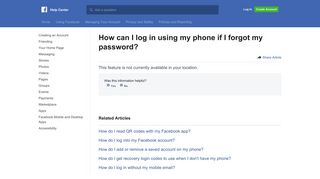 How can I log in using my phone if I forgot my password? | Facebook ...