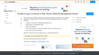 Unable to log in to server in SQL Server 2008 R2 Management Studio ...