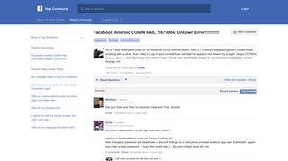 Facebook Android LOGIN FAIL [1675004] Unkown Error ...