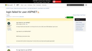 login failed for user ASPNET | The ASP.NET Forums