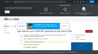iis - login failed for user in ASP.NET application to SQL Server ...