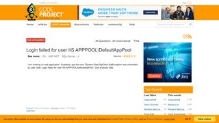 [Solved] Login failed for user IIS APPPOOLDefaultAppPool ...