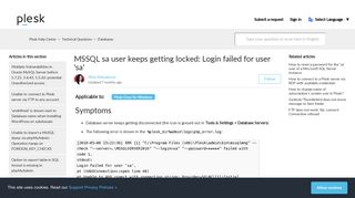 MSSQL sa user keeps getting locked: Login failed for user 'sa' – Plesk ...