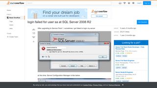 login failed for user sa at SQL Server 2008 R2 - Stack Overflow