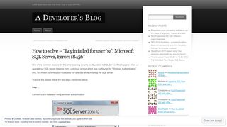 How to solve – “Login failed for user 'sa'. Microsoft SQL Server, Error ...