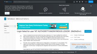 sql server - Login failed for user 'NT AUTHORITYANONYMOUS ...