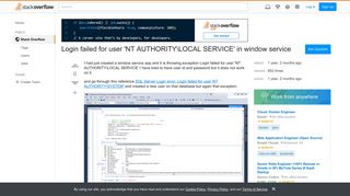 Login failed for user 'NT AUTHORITYLOCAL SERVICE' in window ...