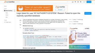 Login failed for user 'NT AUTHORITYSYSTEM'. Reason: Failed to ...