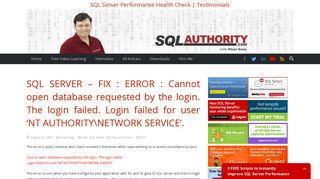 SQL SERVER - FIX : ERROR : Cannot open database ... - SQL Authority