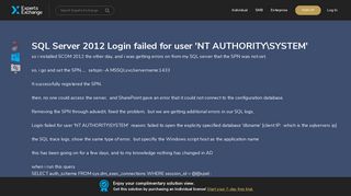 SQL Server 2012 Login failed for user 'NT AUTHORITYSYSTEM'
