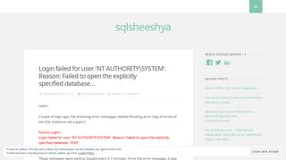 Login failed for user 'NT AUTHORITYSYSTEM ... - sqlsheeshya