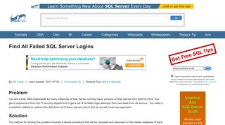 Find All Failed SQL Server Logins - MS SQL Tips
