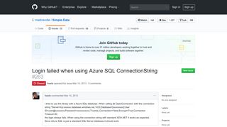 Login failed when using Azure SQL ConnectionString · Issue #263 ...