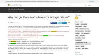 Why do I get the infrastructure error for login failures? – CSS SQL ...