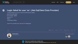 Login failed for user 'sa'. (.Net SqlClient Data Provider)