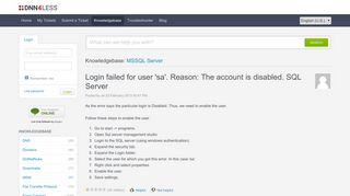 Login failed for user 'sa'. Reason: The account is disabled. SQL Server