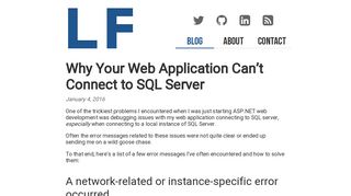 Why Your Web Application Can't Connect to SQL Server » Logan ...