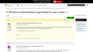 Windows Authentication:Login failed for user  | The ASP.NET ...