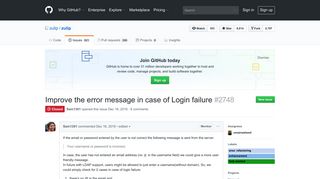 Improve the error message in case of Login failure · Issue #2748 ...