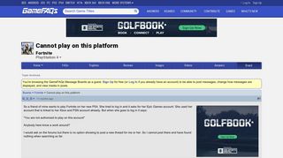 Cannot play on this platform - Fortnite Message Board for PlayStation ...
