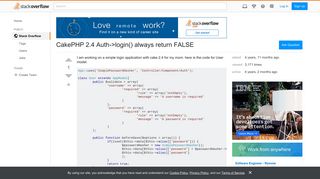 CakePHP 2.4 Auth->login() always return FALSE - Stack Overflow